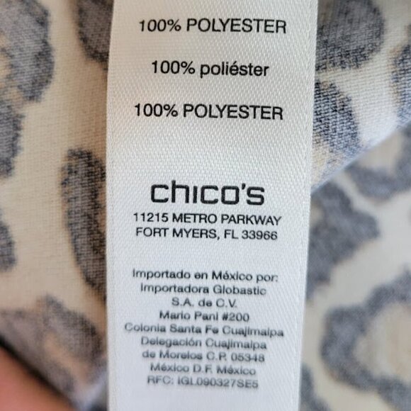 Chico's Animal-Print Mock-Neck Top SZ S 3/4 Sleeve Straight Hip Length Hem - Picture 13 of 15